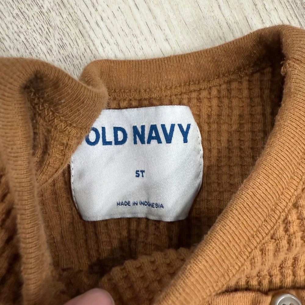 Old Navy Kids Boys Brown‎ Waffle Knit Long Sleeve Shirt Size 5T
